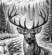 An enlarged detail of the original deer image